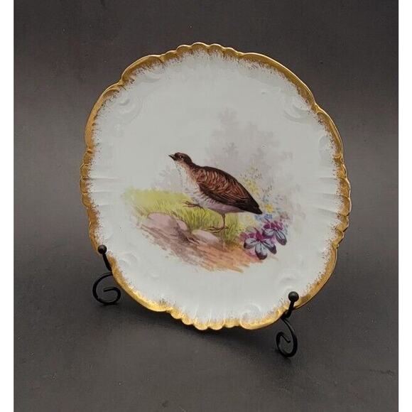 French Limoges Game Birds 4 plate set by Lewis Strauss & Sons vintage 1920's - Picture 12 of 14